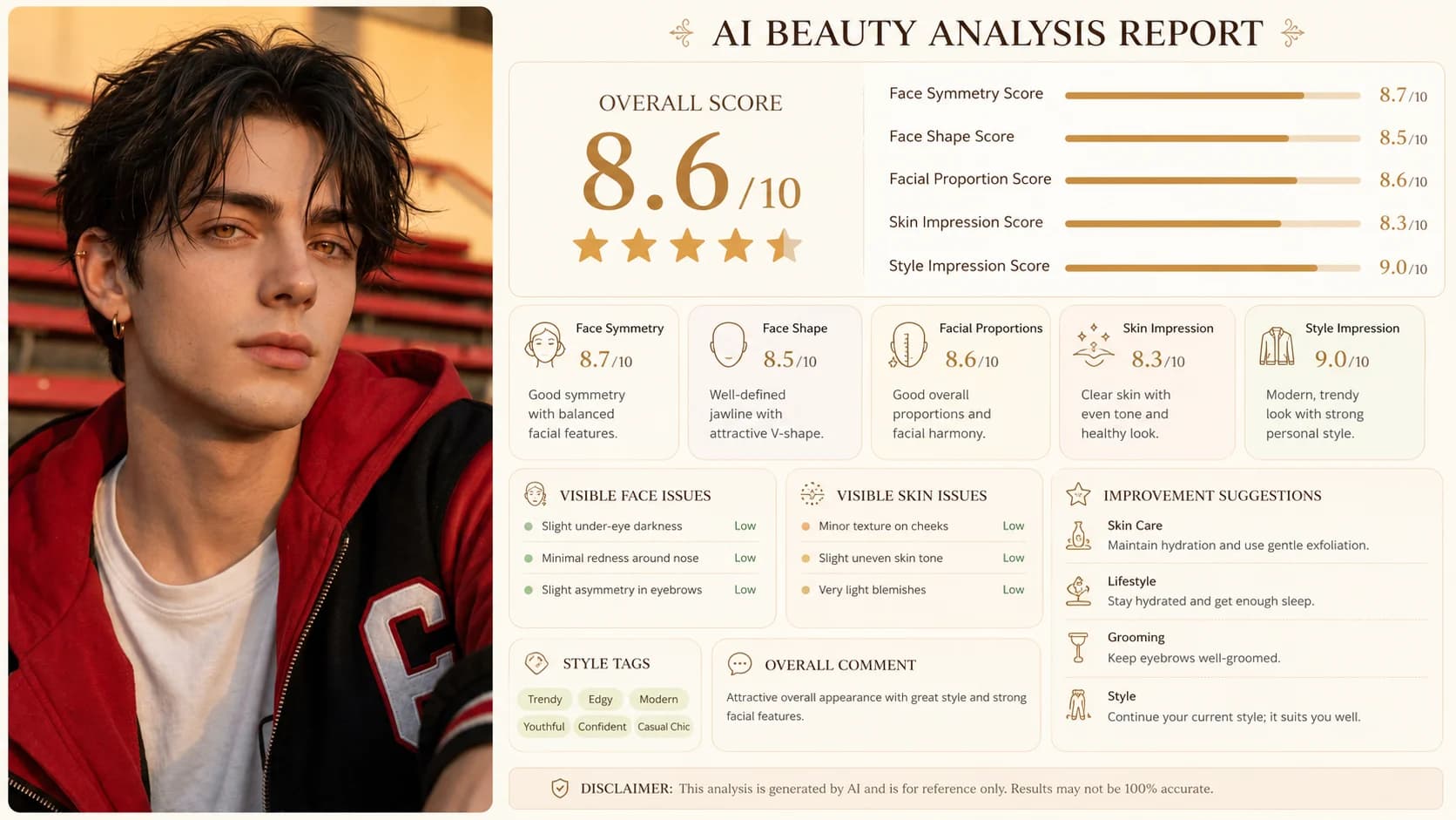 Face symmetry test and facial proportion analysis
